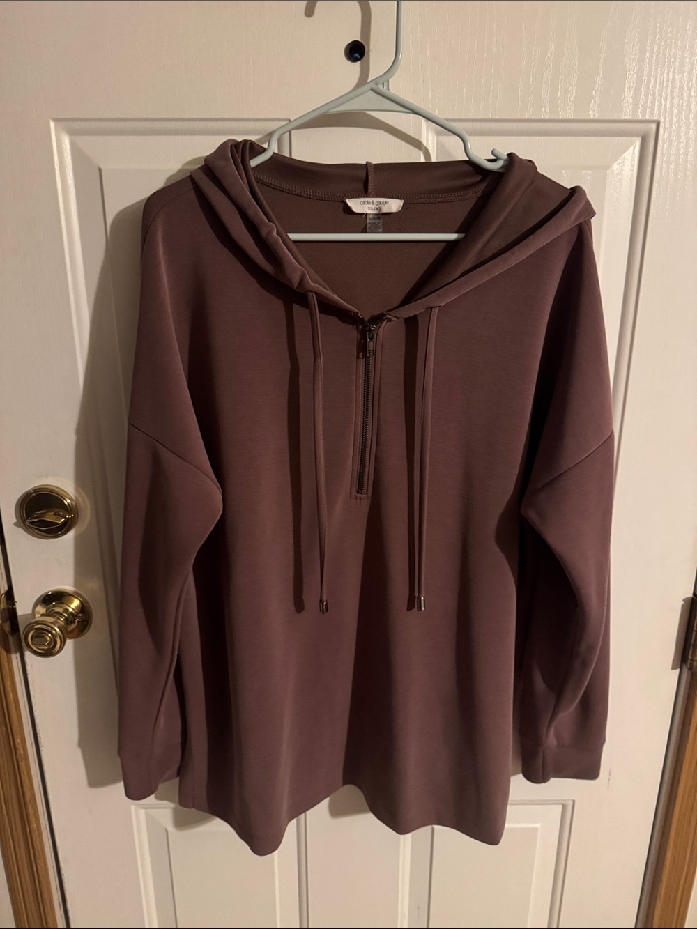 Cable & Gauge Mauve Half-Zip Hoodie Sweater